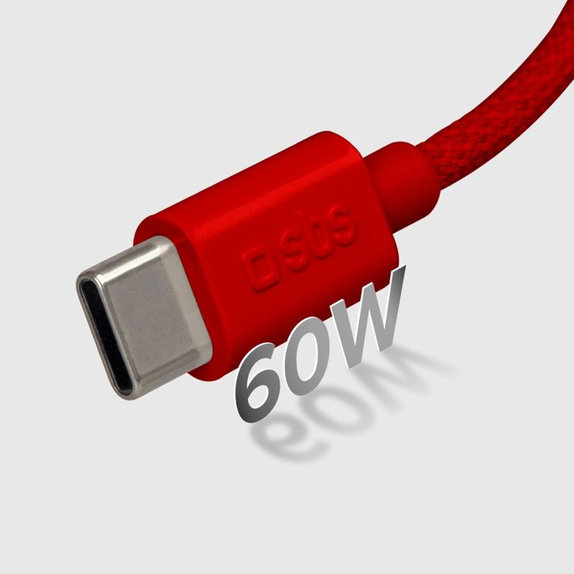 SBS - Kábel USB-C/USB-C, 60W, PD, 1.5m, piros