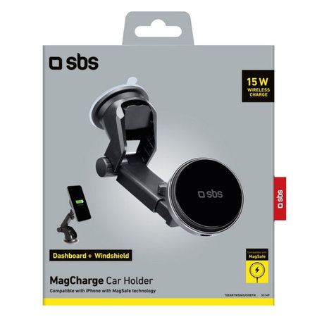 SBS - Autótartó MagCharge, 15W, fekete