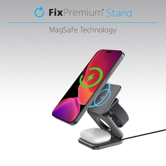 FixPremium - Összecsukható állvány MagSafe-el, fekete