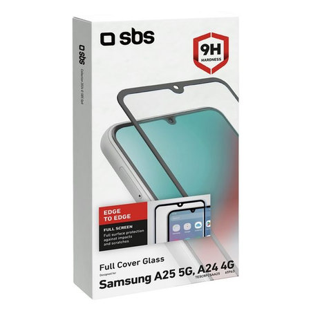 SBS - Edzett üveg Full Cover - Samsung Galaxy A25 5G, fekete