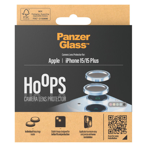 Kameralencse-védő Hoops iPhone 15/15 Plus készülékhez, Kék, PanzerGlass