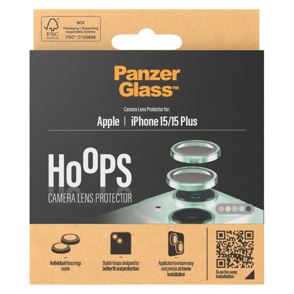 Kameralencse-védő Hoops iPhone 15/15 Plus készülékhez, Zöld, PanzerGlass