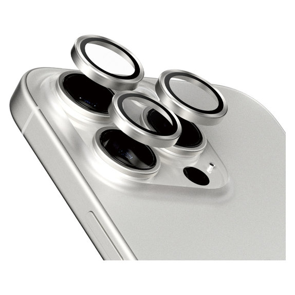 Kameralencse-védő Hoops iPhone 15 Pro/15 Pro Max készülékhez, White Titanium, PanzerGlass