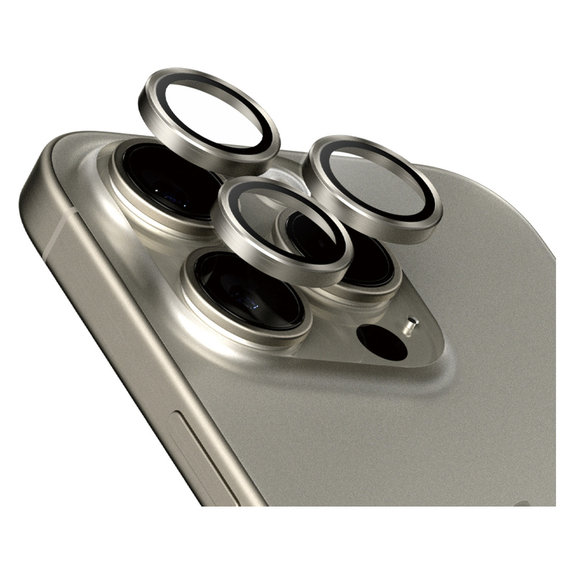 Kameralencse-védő Hoops iPhone 15 Pro/15 Pro Max készülékhez, Natural Titanium, PanzerGlass