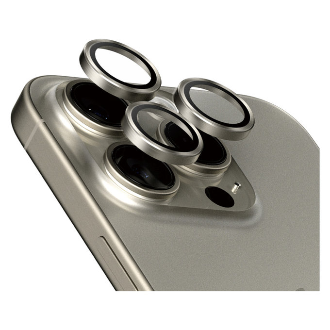 Kameralencse-védő Hoops iPhone 15 Pro/15 Pro Max készülékhez, Natural Titanium, PanzerGlass