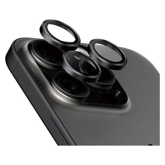 Kameralencse-védő Hoops iPhone 15 Pro/15 Pro Max készülékhez, Black Titanium, PanzerGlass