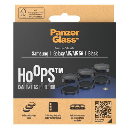PanzerGlass - Kameralencse Védőburkolat Hoops - Samsung Galaxy A15, fekete