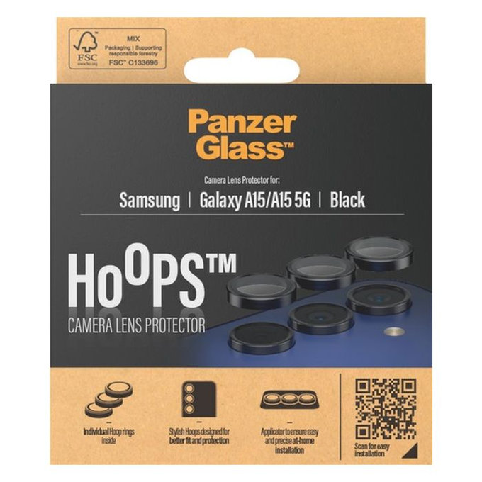 PanzerGlass - Kameralencse Védőburkolat Hoops - Samsung Galaxy A15, fekete