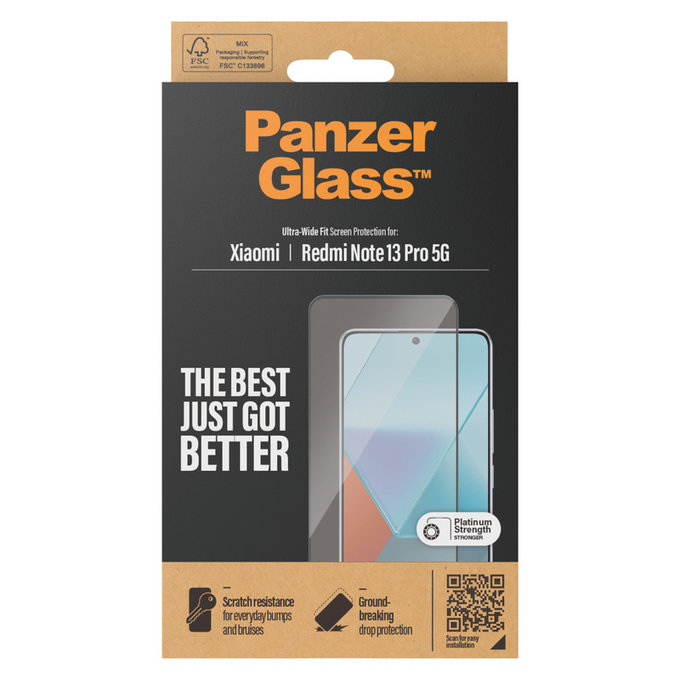 Edzett üveg UWF Xiaomi Redmi Note 13 Pro 5G készülékhez, Fekete, PanzerGlass