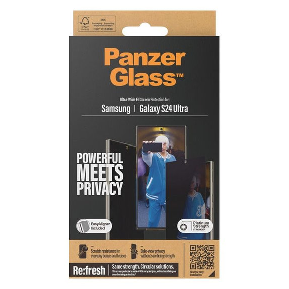 PanzerGlass - Edzett üveg Re:Fresh UWF Privacy az applikátorral - Samsung Galaxy S24 Ultra, fekete