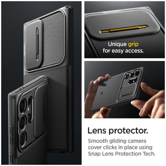 Spigen - Tok Optik Armor - Samsung Galaxy S24 Ultra, fekete