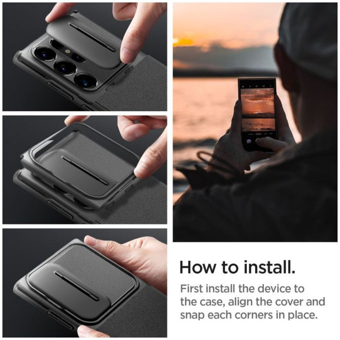 Spigen - Tok Optik Armor - Samsung Galaxy S24 Ultra, fekete