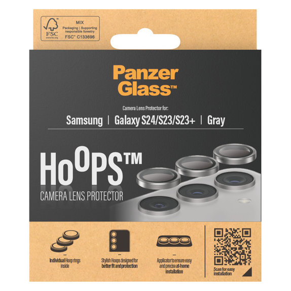 Kameralencse-védő Hoops Samsung Galaxy S24/S23/S23+ készülékhez, Szürke, PanzerGlass
