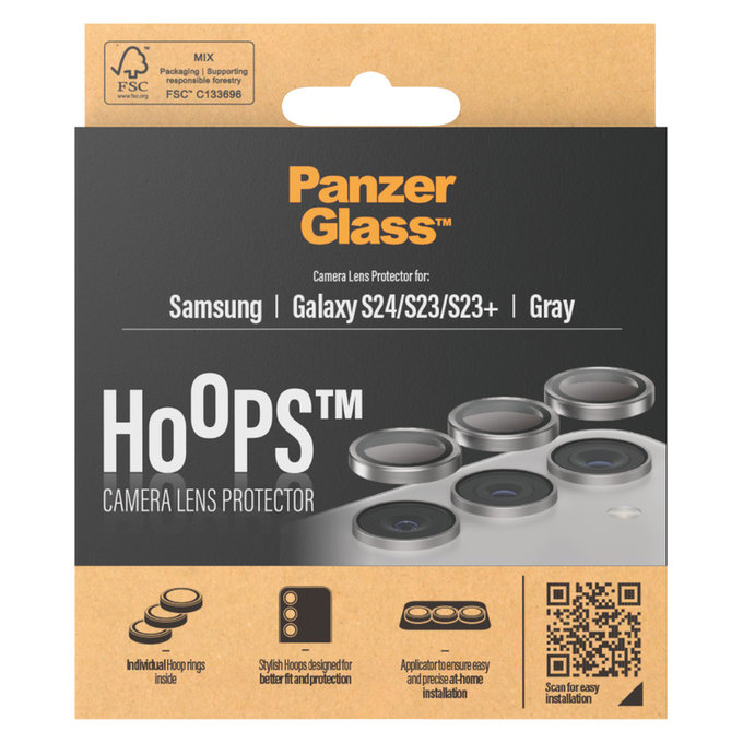 Kameralencse-védő Hoops Samsung Galaxy S24/S23/S23+ készülékhez, Szürke, PanzerGlass