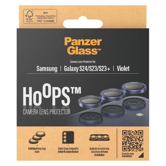 Kameralencse-védő Hoops Samsung Galaxy S24/S23/S23+ készülékhez, Lila, PanzerGlass
