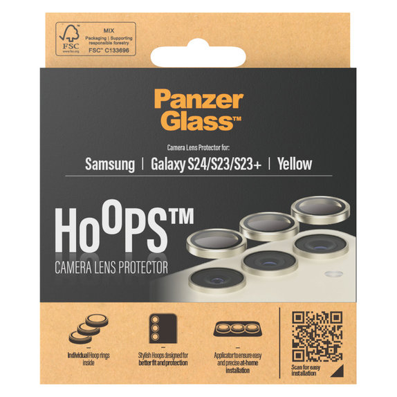 Kameralencse-védő Hoops Samsung Galaxy S24/S23/S23+ készülékhez, Sárga, PanzerGlass