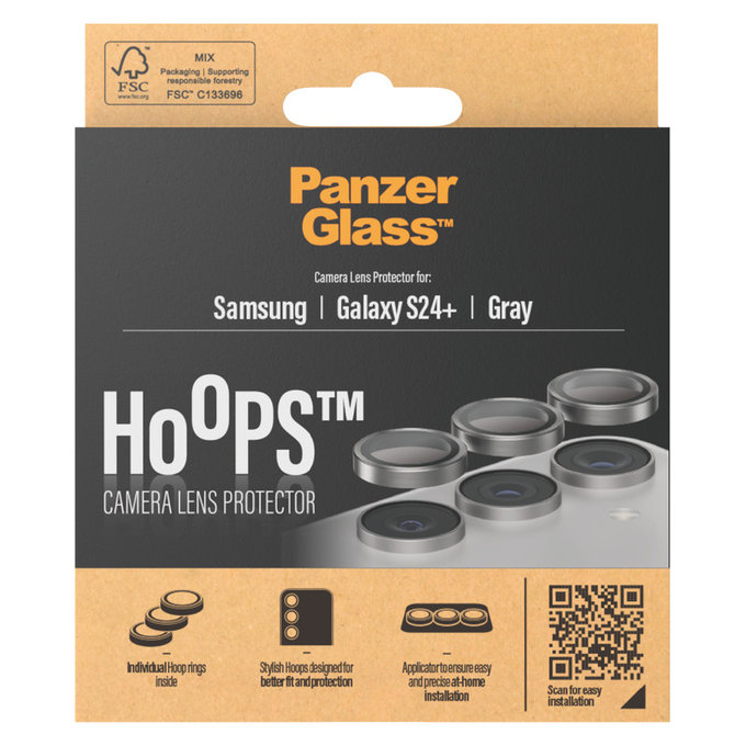 Kameralencse-védő Hoops Samsung Galaxy S24+ készülékhez, Szürke, PanzerGlass