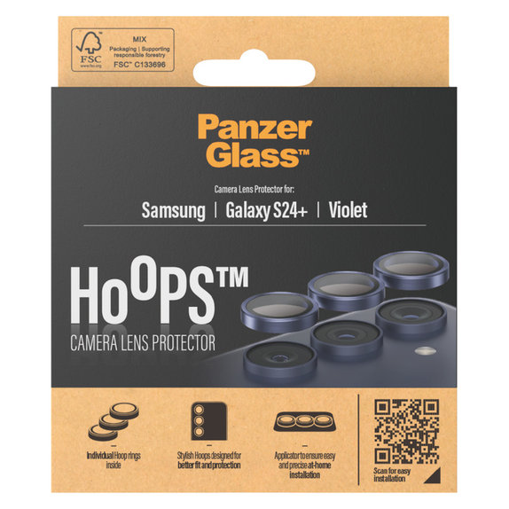 Kameralencse-védő Hoops Samsung Galaxy S24+ készülékhez, Lila, PanzerGlass