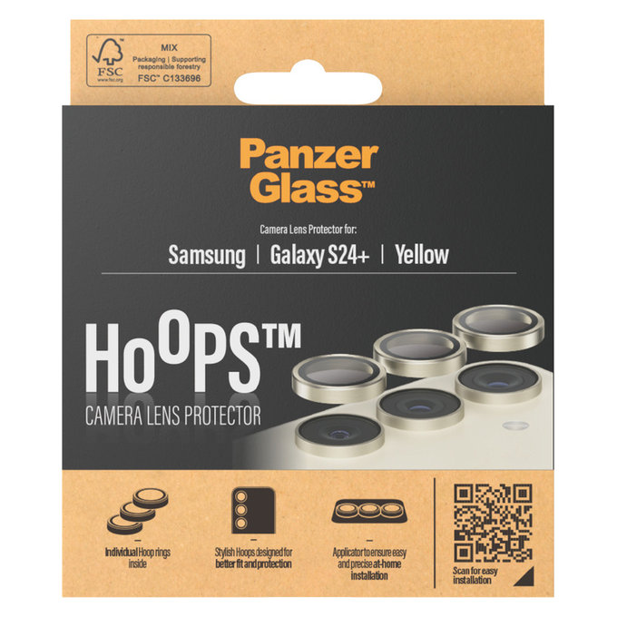Kameralencse-védő Hoops Samsung Galaxy S24+ készülékhez, Sárga, PanzerGlass