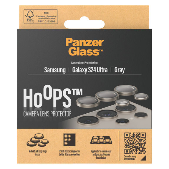 Kameralencse-védő Hoops Samsung Galaxy S24 Ultra készülékhez, Szürke, PanzerGlass