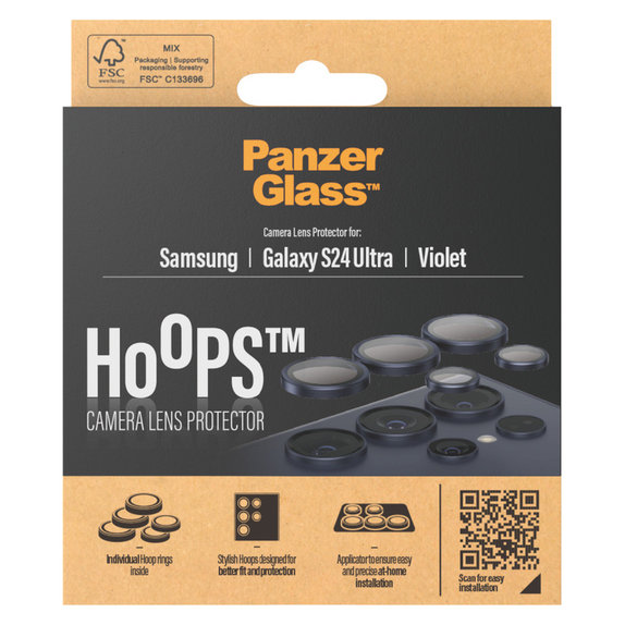Kameralencse-védő Hoops Samsung Galaxy S24 Ultra készülékhez, Lila, PanzerGlass