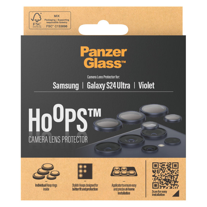 Kameralencse-védő Hoops Samsung Galaxy S24 Ultra készülékhez, Lila, PanzerGlass