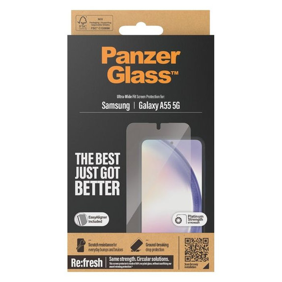 PanzerGlass - Edzett üveg Re:fresh UWF az applikátorral - Samsung Galaxy A55 5G, fekete