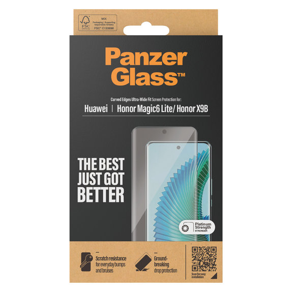 Edzett üveg UWF Honor Magic6 Lite készülékhez, Fekete, PanzerGlass