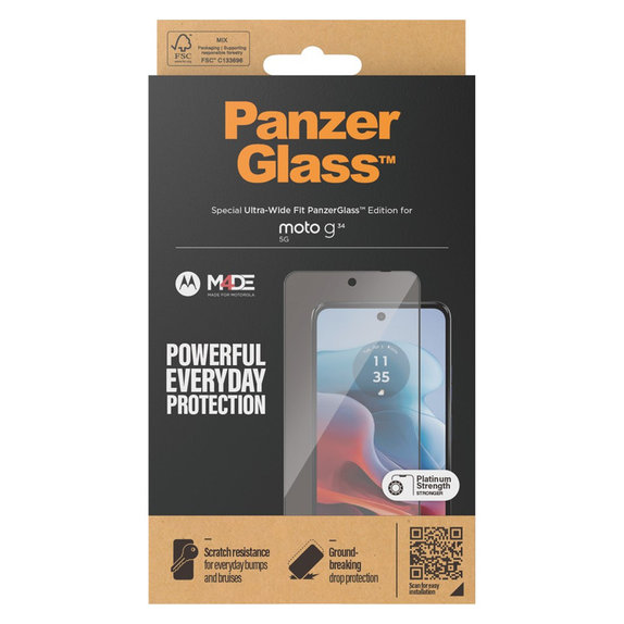 Edzett üveg UWF Motorola Moto G34 készülékhez, Fekete, PanzerGlass