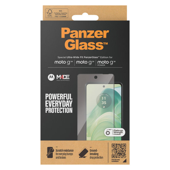 Edzett üveg UWF Motorola Moto G04/E14/G24 Power készülékhez, Fekete, PanzerGlass