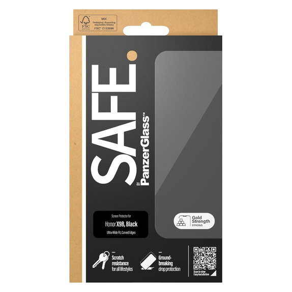Edzett üveg UWF Honor Magic6 Lite készülékhez, Fekete, SAFE by PanzerGlass