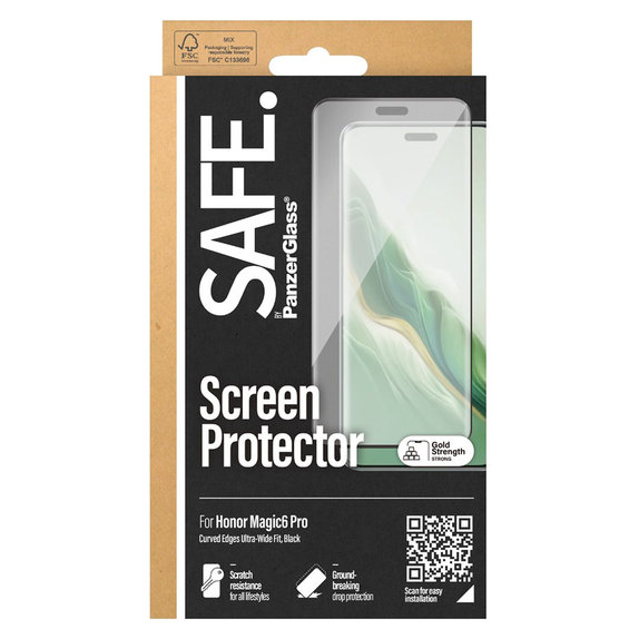 Edzett üveg UWF Honor Magic6 Pro készülékhez, Fekete, SAFE by PanzerGlass