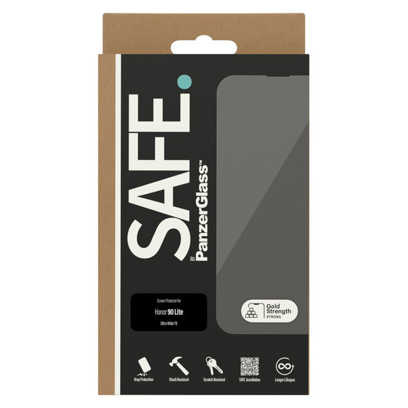 Edzett üveg UWF Honor 90 Lite készülékhez, Fekete, SAFE by PanzerGlass