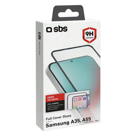 SBS - Edzett üveg Full Cover - Samsung Galaxy A35 a A55 5G, fekete