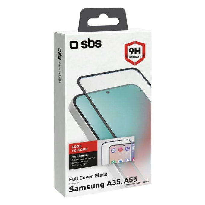 SBS - Edzett üveg Full Cover - Samsung Galaxy A35 a A55 5G, fekete