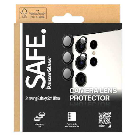 Kameralencse-védő Samsung Galaxy S24 Ultra készülékhez, Fekete, SAFE by PanzerGlass