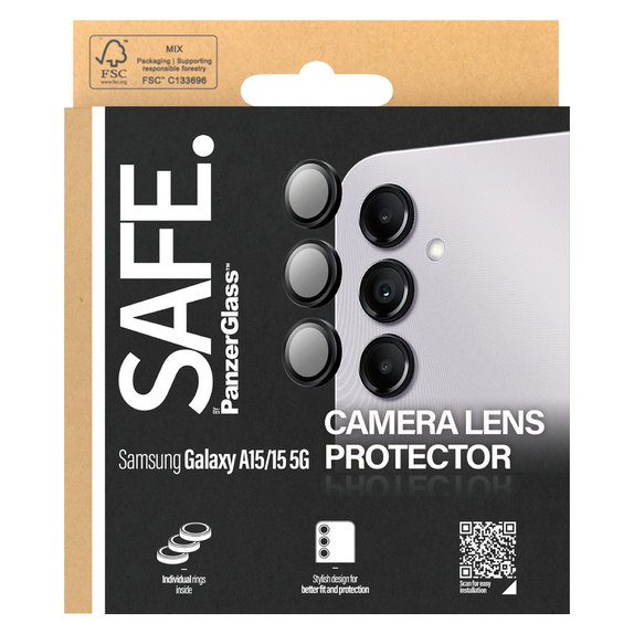 Kameralencse-védő Samsung Galaxy A15/A15 5G készülékhez, Fekete, SAFE by PanzerGlass