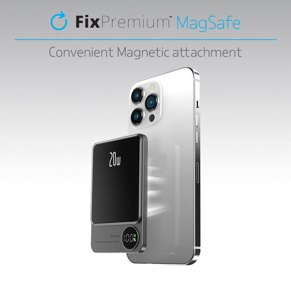 FixPremium - MagSafe Powerbank LCD kijelzővel 5000mAh, lila