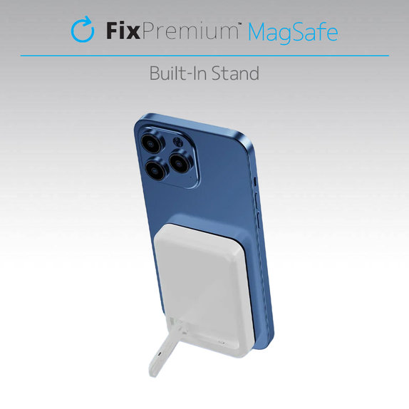 FixPremium - MagSafe PowerBank Állvánnyal 5000mAh, fehér