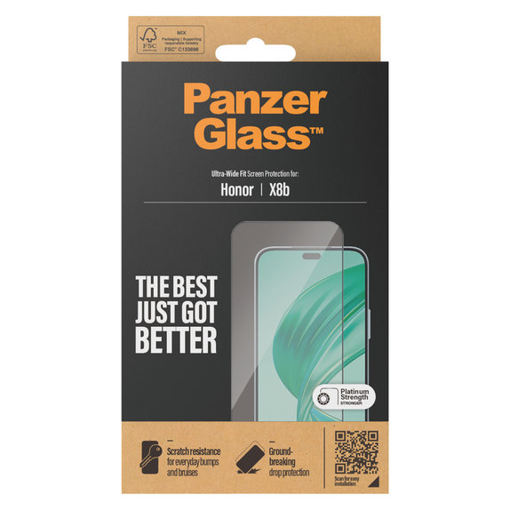 Edzett üveg UWF Honor 90 Smart készülékhez, Fekete, PanzerGlass