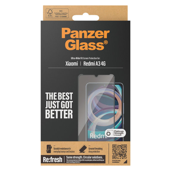 Edzett üveg UWF AB Xiaomi Redmi A3 készülékhez, Čierne, PanzerGlass