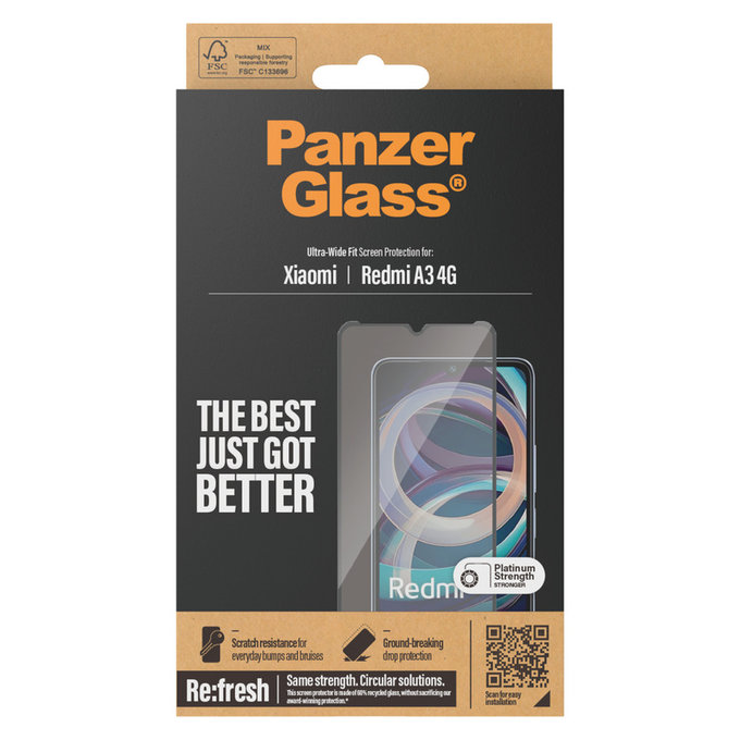 Edzett üveg UWF AB Xiaomi Redmi A3 készülékhez, Čierne, PanzerGlass