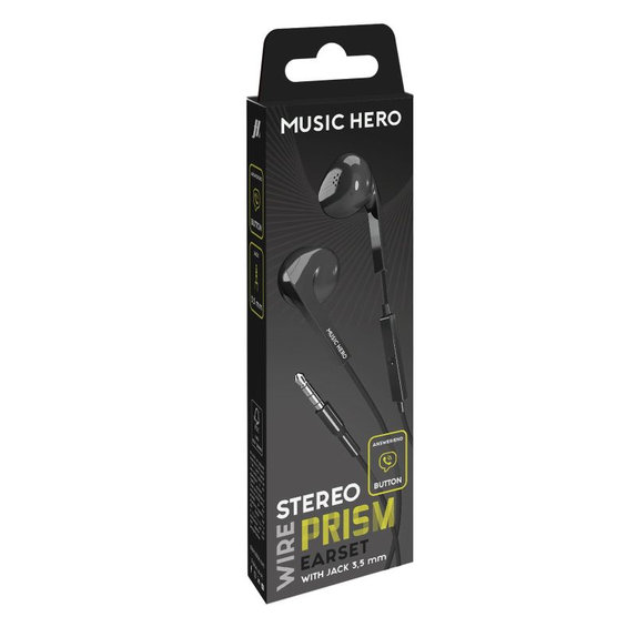Music Hero - Fejhallgató PRISM, 3.5mm jack, fekete