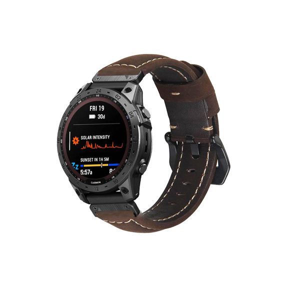 FixPremium - Bőrszíj Garminhoz (QuickFit 22mm), barna