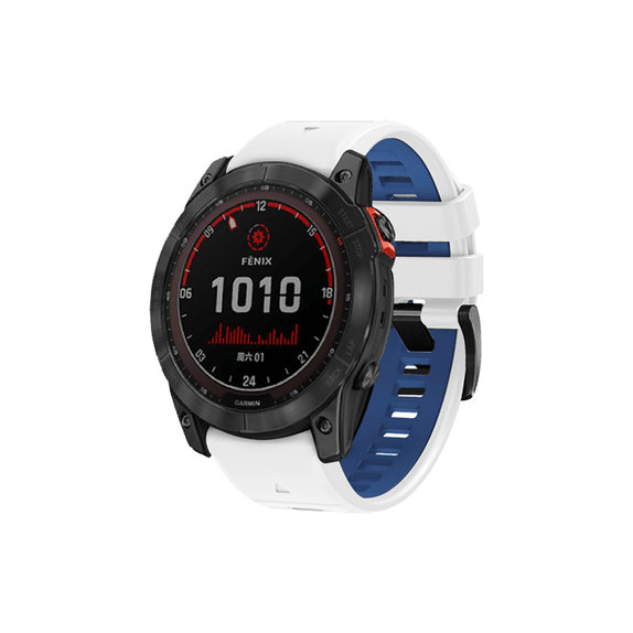 FixPremium - Két színű szilikonszíj Garminhoz (QuickFit 22mm), fehér