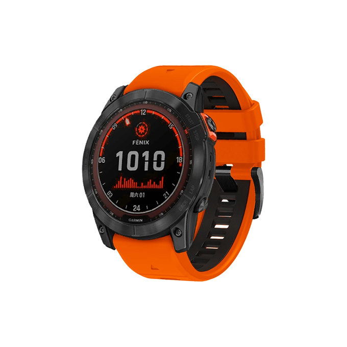 FixPremium - Két színű szilikonszíj Garminhoz (QuickFit 22mm), narancs