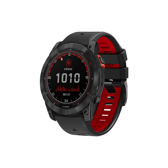 FixPremium - Két színű szilikonszíj Garminhoz (QuickFit 26mm), fekete