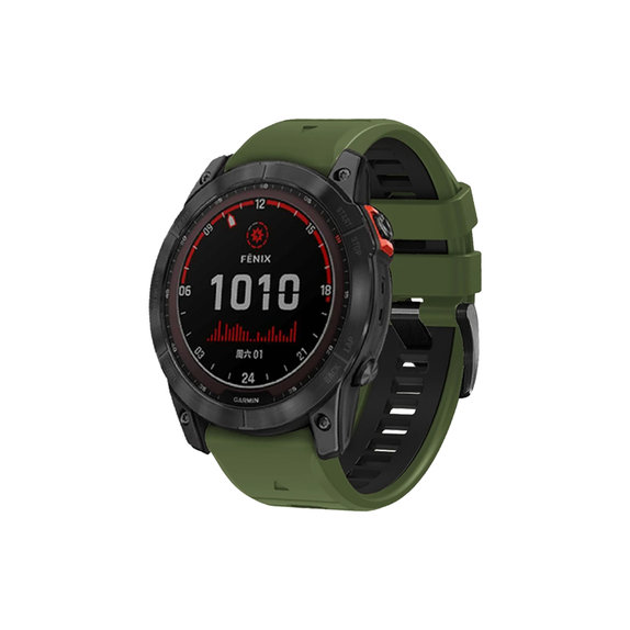 FixPremium - Két színű szilikonszíj Garminhoz (QuickFit 22mm), sötétzöld