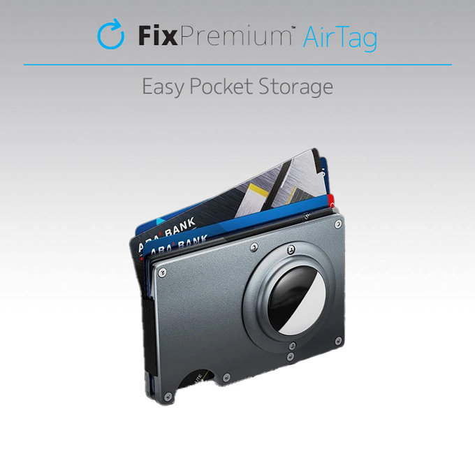 FixPremium - AirTag Carbon pénztárca, fekete, szíjjal