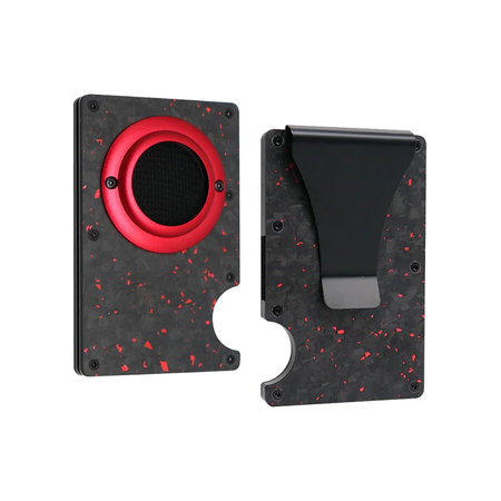 FixPremium - AirTag Carbon pénztárca klippel, piros színben